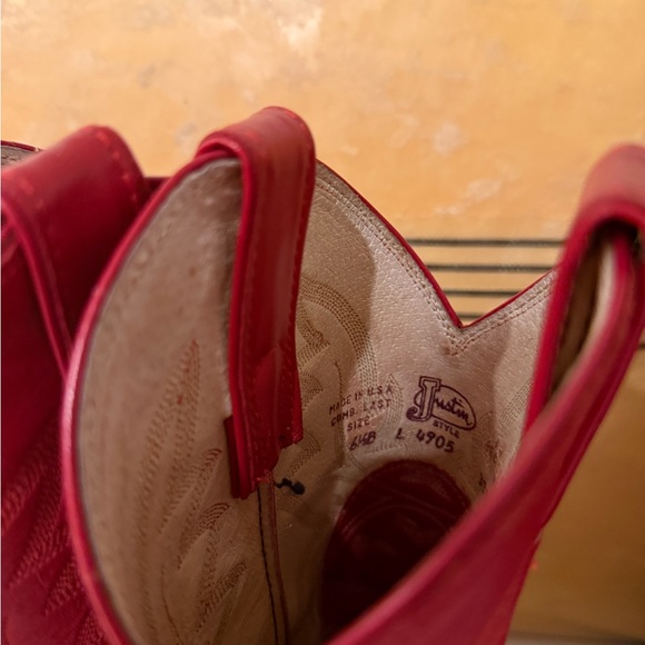 Justin Boots Red Cowboy Boots - Picture 5 of 5